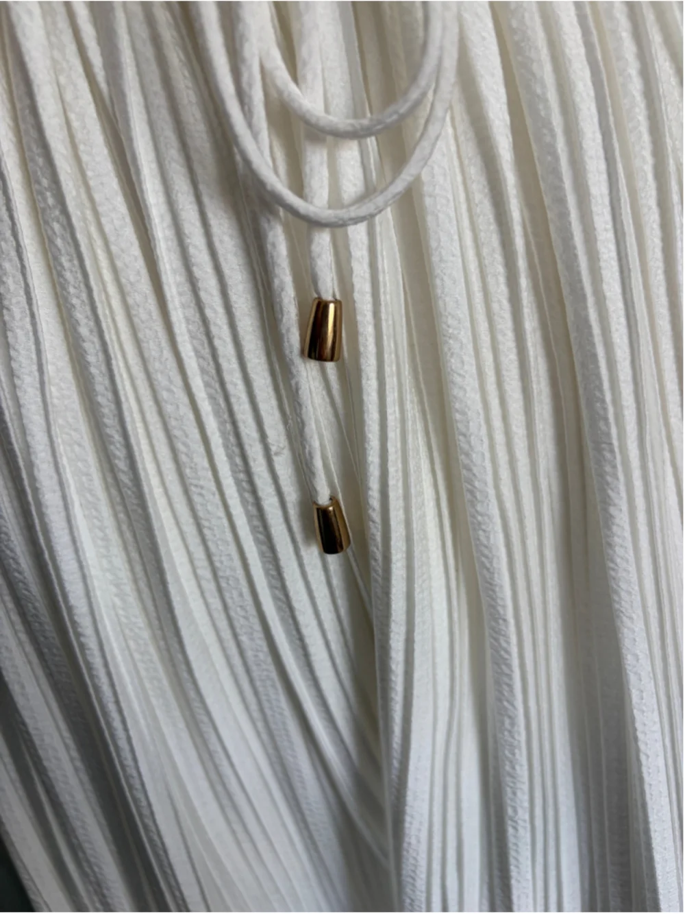 ba&sh Wasta Tiered Pleated Maxi Dress White Bridal Open Back Gold Ring NWOT Sm - Picture 8 of 8